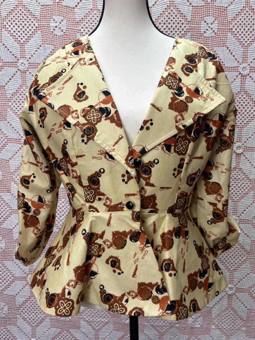 Woodin Printed Peplum Jacket | Structured Vintage-Inspired